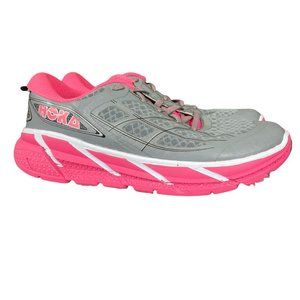Hoka One One Clifton 2 Womens 9 Pink Gray Athletic Running Shoes 1008329